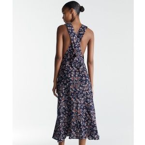Zara Blue Floral cross back sleeveless Midi Dress